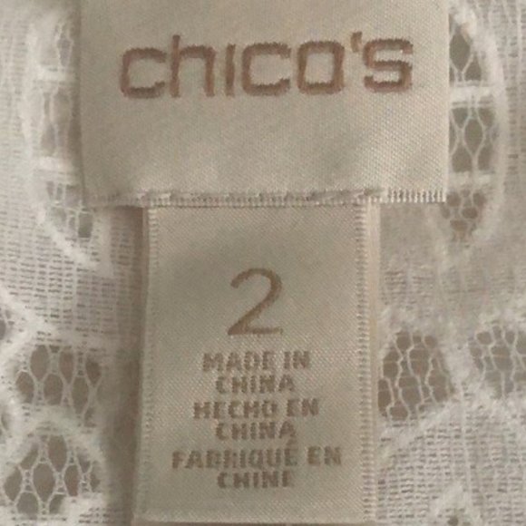 Chicos White Lace Tunic Top Size 2 L Cotton Blend Length 29" Excellent Condition - Picture 5 of 10